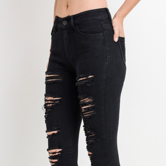 High Waist Distressed Skinny Jeans - Picture 2 of 8